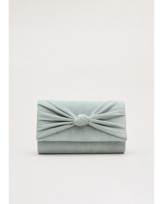 Phase Eight Gray Knot Front Clutch Bag