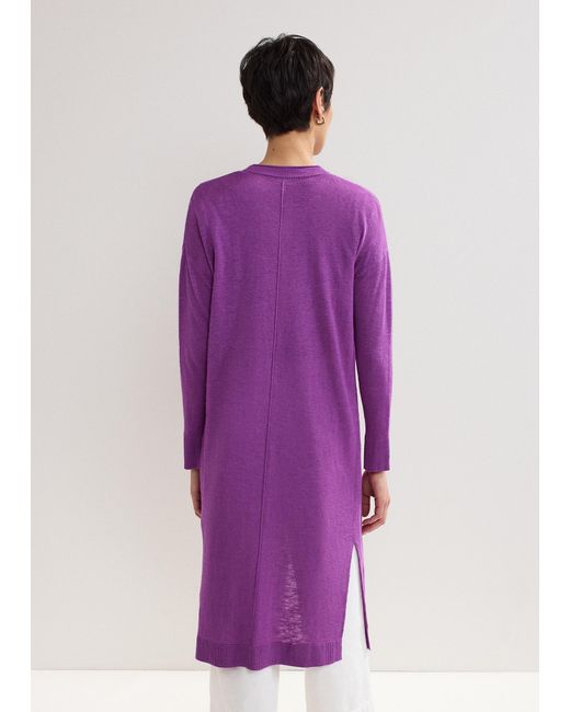 Phase Eight Purple Tasha Linen Longline Cardigan