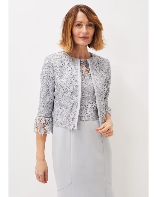 Phase Eight Gray Alisha Lace Jacket