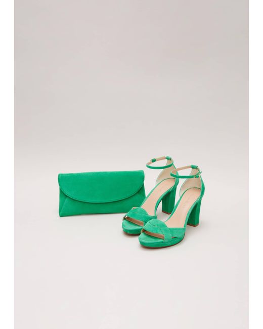 Phase Eight Green 's Suede Clutch Bag
