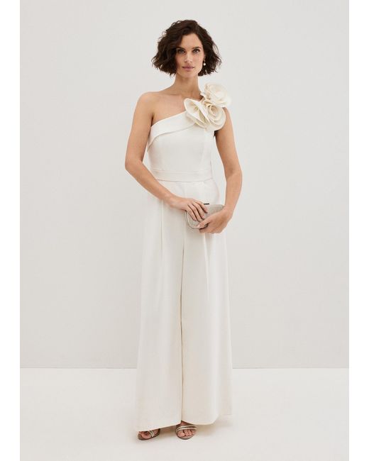 Phase Eight White Tali One Shoulder Jumpsuit