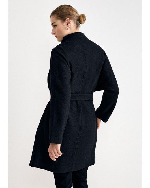 Phase Eight Blue Jennifer Belted Funnel Neck Knit Coat