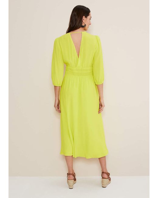Phase Eight Yellow Lina Midi Dress