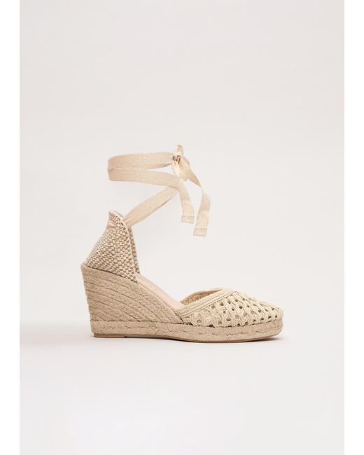 Phase Eight Natural Metallic Openwork Wedge Espadrille