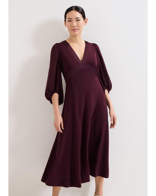 Phase Eight Red Vera Plain Midi Dress