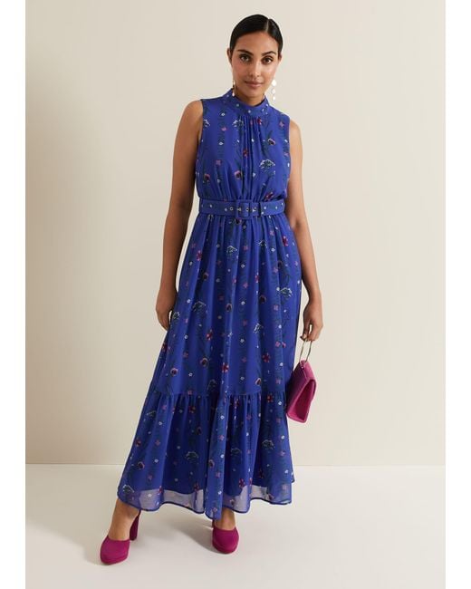 Phase Eight Blue Petite Sofia Print Maxi Dress