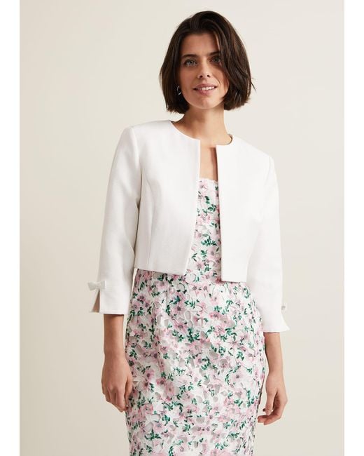 Phase Eight White Zoelle Bow Jacket