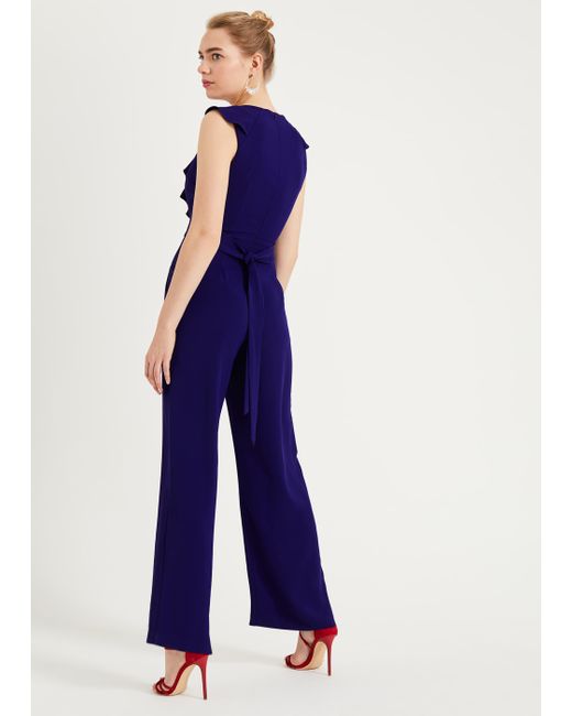 Phase Eight Blue Linda Frill Wrap Jumpsuit