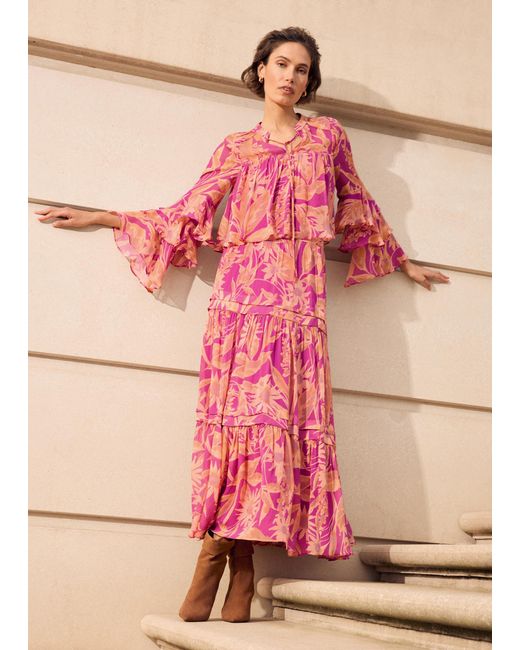 Phase Eight Pink Annalisia Tiered Floral Skirt