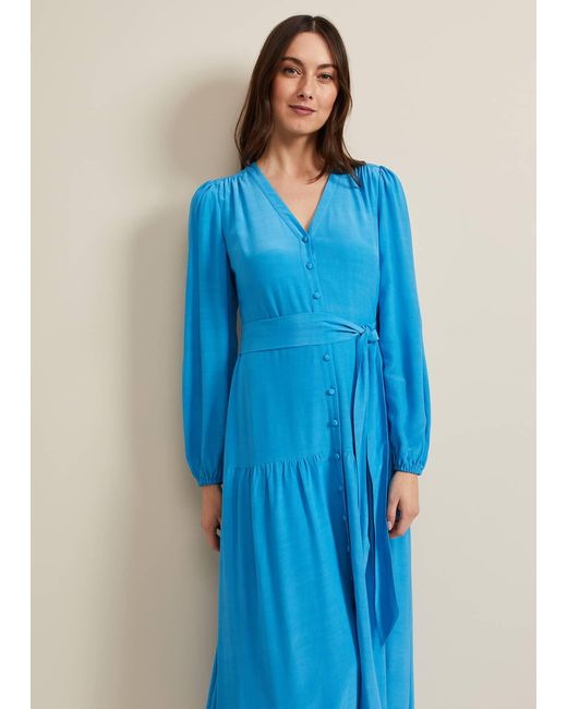Phase Eight Blue 's Tori Button Through Maxi Dress