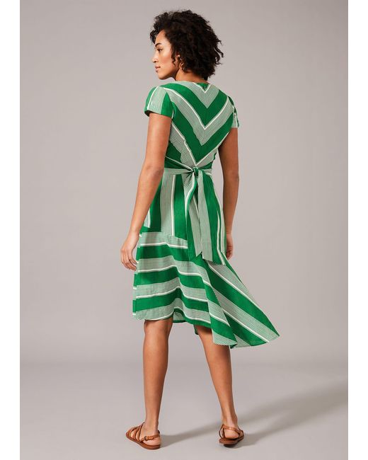 Phase Eight Green Betka Cutabout Stripe Dress