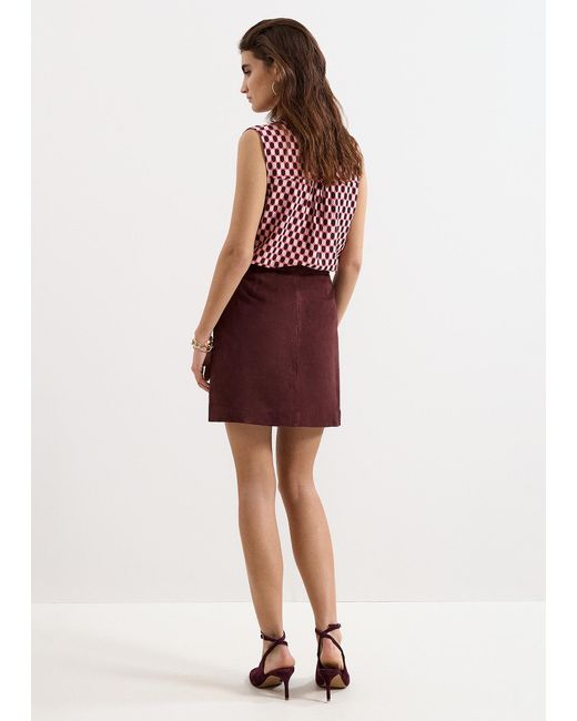 Phase Eight Red Roselle Suede Mini Skirt