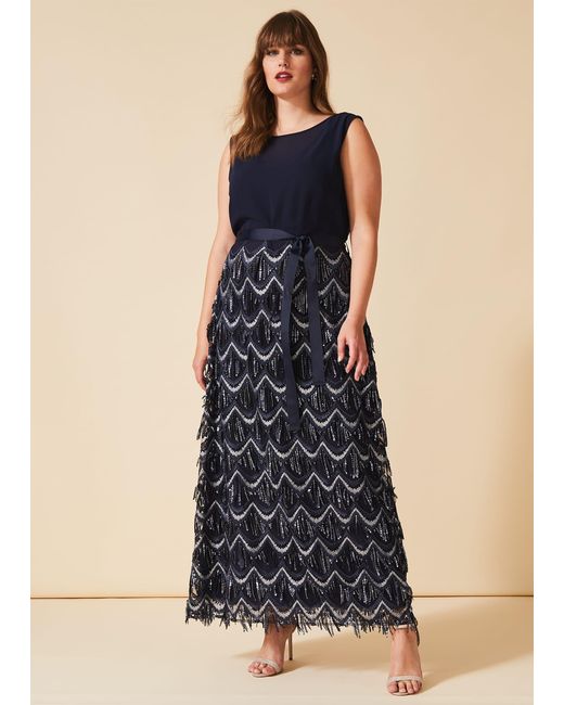 Phase Eight Blue Ariel Beaded Maxi Dress
