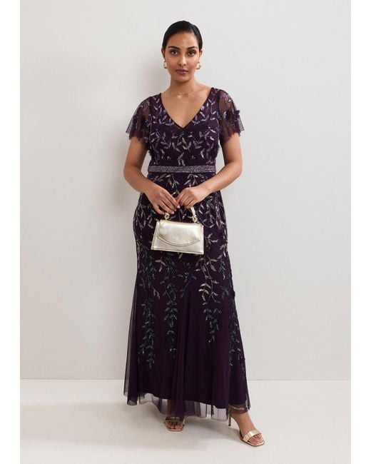 Phase Eight White Petite Kaida Beaded Maxi Dress