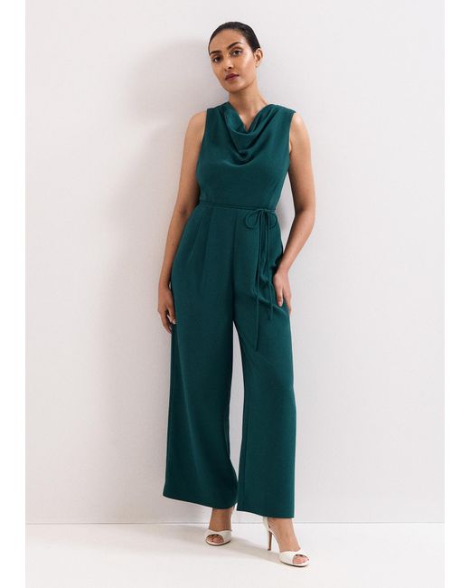 Phase Eight Green Petite Monique Cowl Neck Jumpsuit