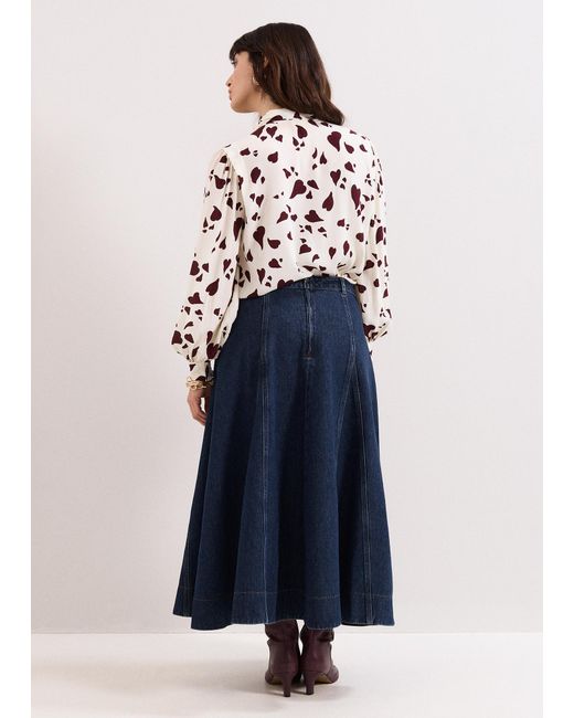Phase Eight Blue Thea Denim Midi Skirt