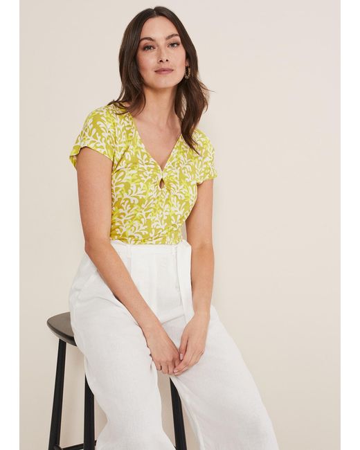 Phase Eight Yellow Rena Keyhole Top