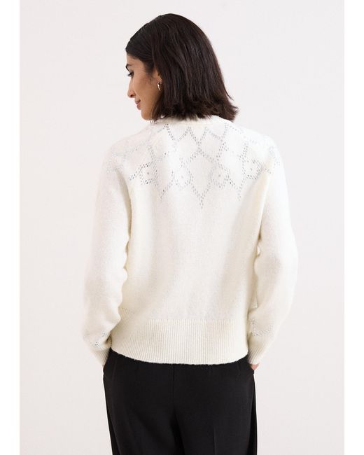 Phase Eight White Petite Abigail Hotfix Fairisle Jumper