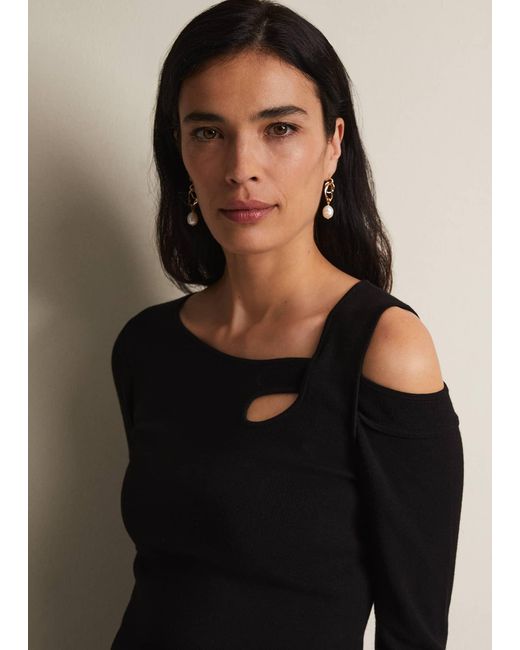 Phase Eight Black Wren Cut Out Knitted Top