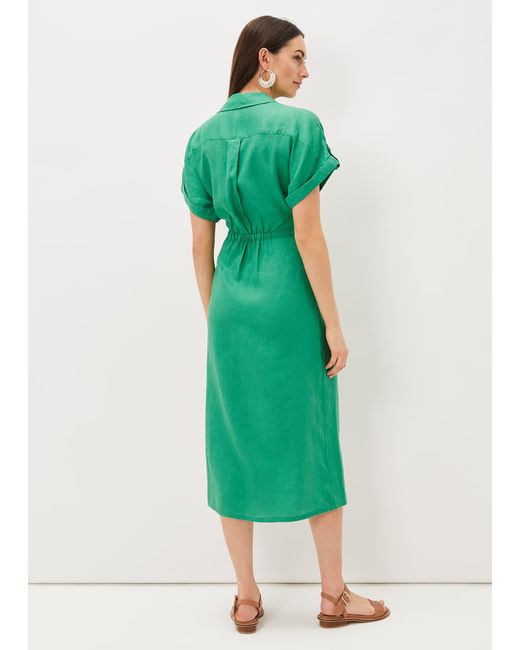 Phase Eight Green Yasse Linen Wrap Midi Dress