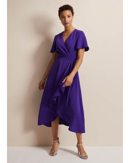 Phase Eight Purple 's Julissa Ruffle Wrap Midi Dress
