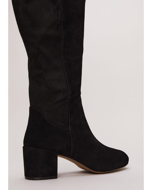 Phase Eight 's Milly Black Leather Knee High Boots
