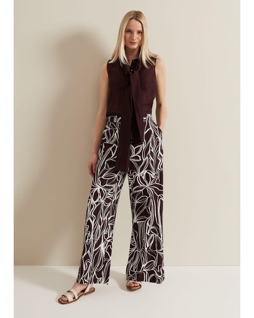 Phase Eight Natural Anna Printed Wide Leg Trouser