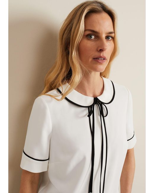 Phase Eight Natural Carys Contrast Piping Blouse