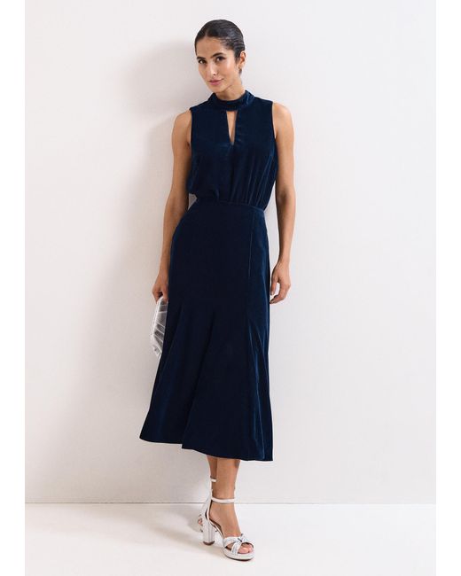 Phase Eight Blue Eilish Velvet Skirt
