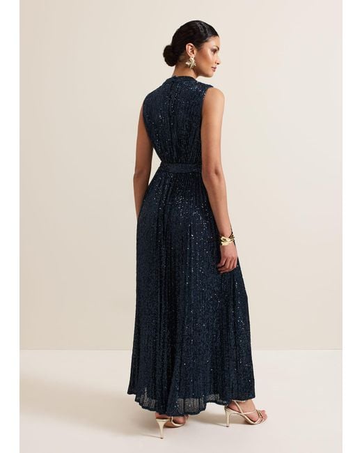 Phase Eight Blue Simara Sequin Jumpsuit