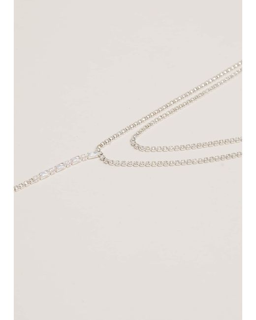 Phase Eight White Sparkle Dangle Lariat Necklace