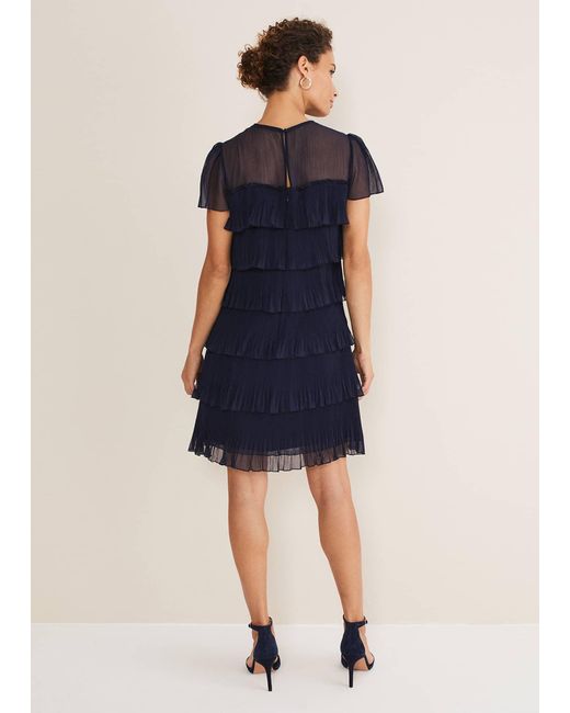 Phase Eight Blue Mimi Pleated Mini Dress