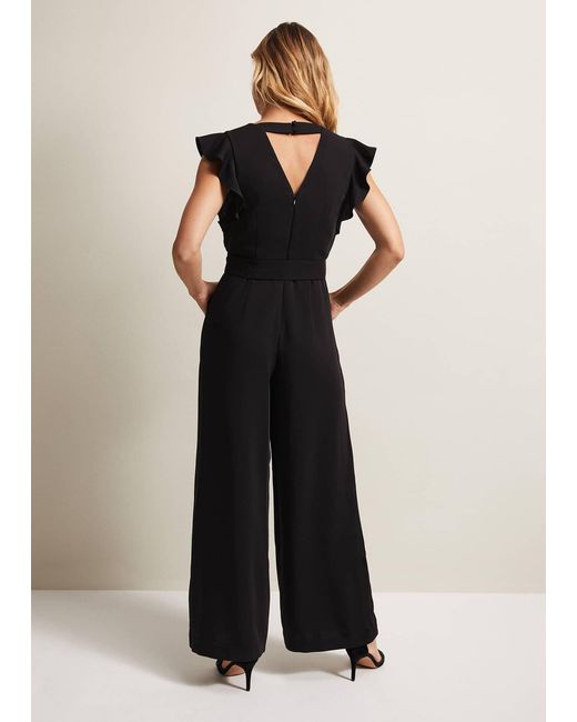 Phase Eight Natural Kallie Ruffled Wide Leg Jumpsuit