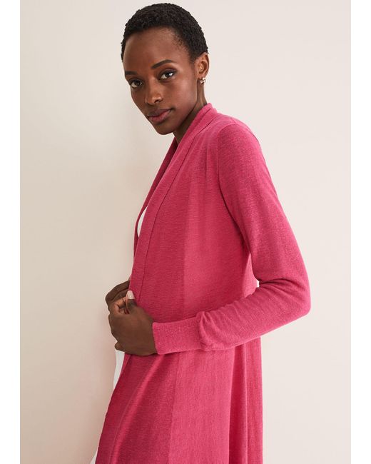 Phase Eight Pink 's Louise Linen Longline Cardigan