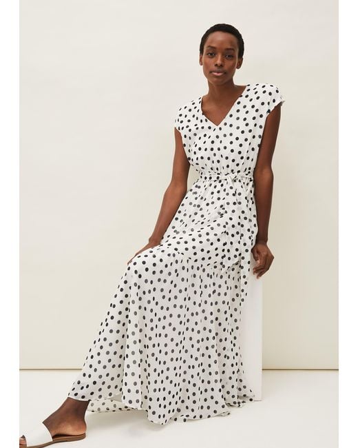 Phase Eight White Verena Spot Maxi Dress