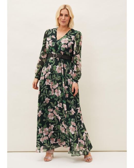 Phase Eight Green 's Hali Floral Belted Maxi Dress