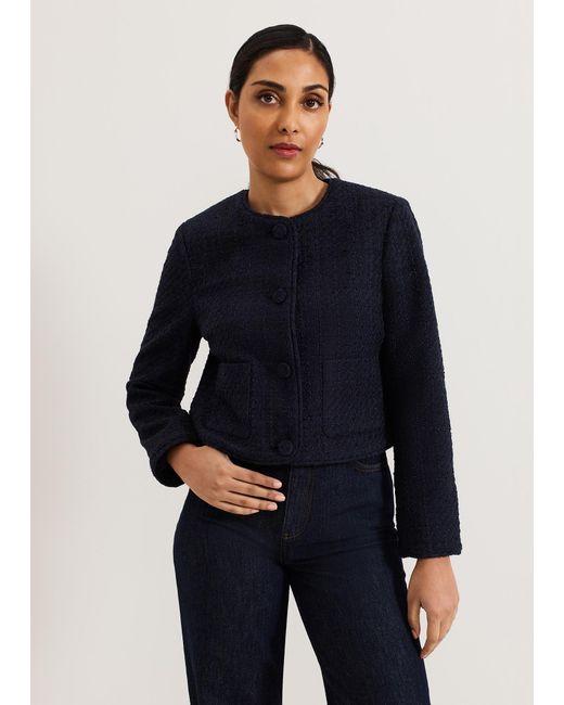 Phase Eight Blue Ripley Petite Boucle Jacket