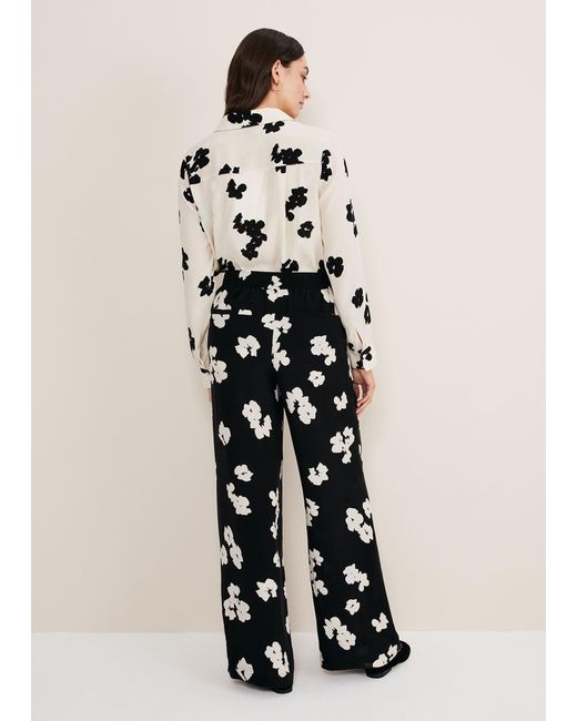 Phase Eight Natural Rae Floral Wide Leg Trouser