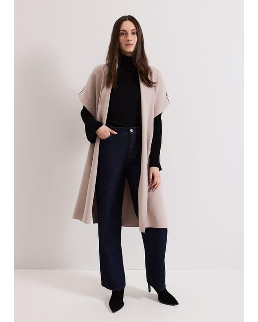 Phase Eight Natural Wendy Shawl Collar Knit Gilet