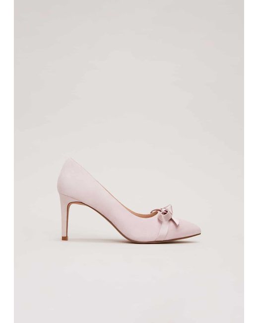 Phase Eight Pink 's Suede Bow Front Court Shoe