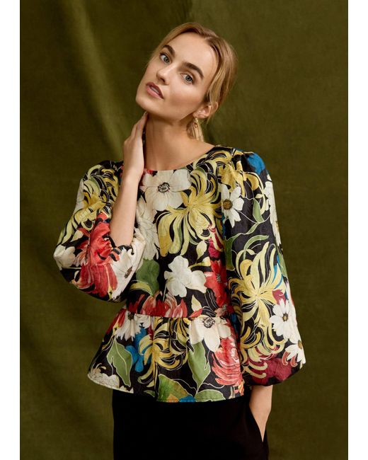 Phase Eight Green Ellis Peplum Hem Top