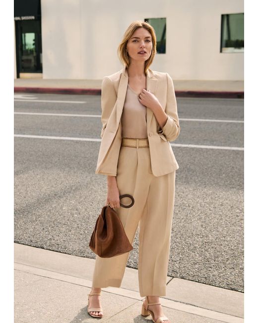 Phase Eight Natural Elena Linen Straight Leg Trouser