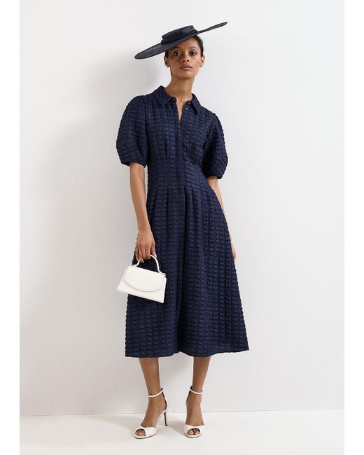 Phase Eight Blue Petite Yasmine Textured Midi Dress