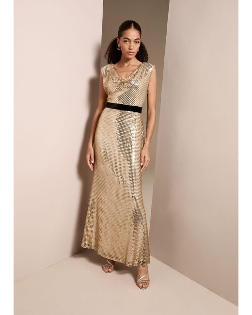 Phase Eight Natural Jamae Sequin Maxi Dress
