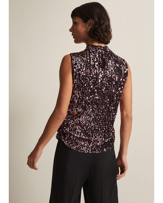 Phase Eight Brown Tasha Sequin Top