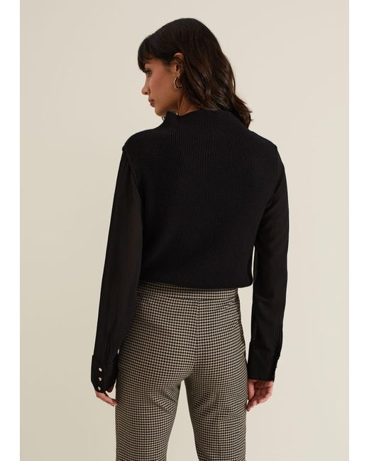 Phase Eight Black Ella Woven Sleeve Jumper