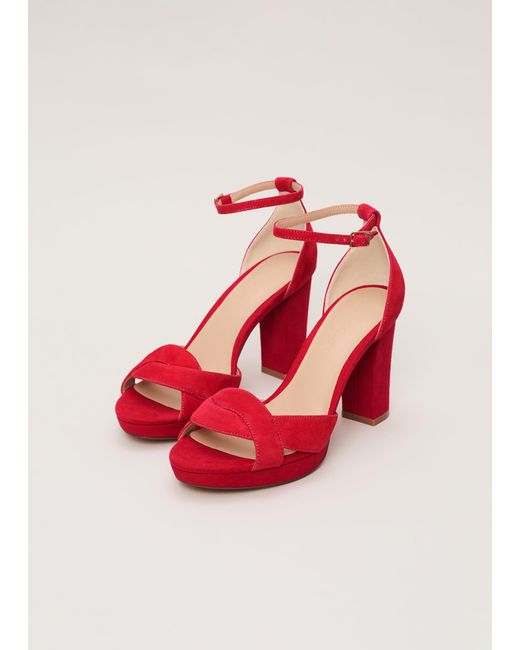 Phase Eight Red Cross Over Platform Sandals