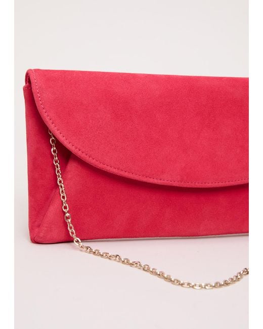 Phase Eight Pink Suede Clutch Bag