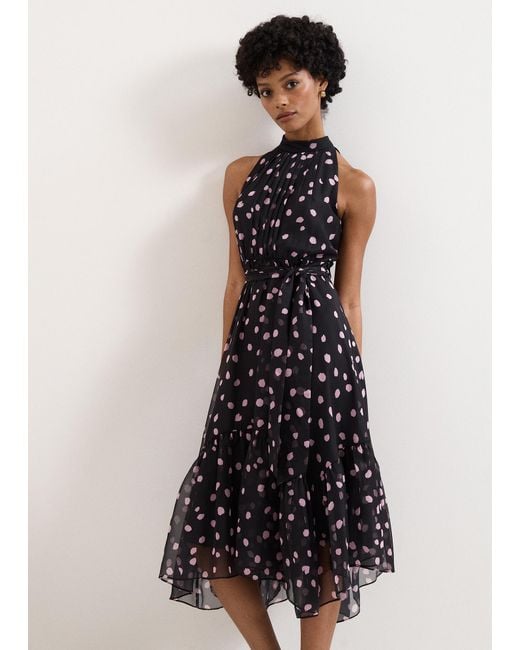 Phase Eight Black Lucinda Spot Midi Dress