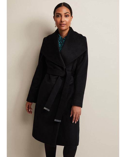 Phase Eight 's Petite Nicci Black Wool Smart Coat